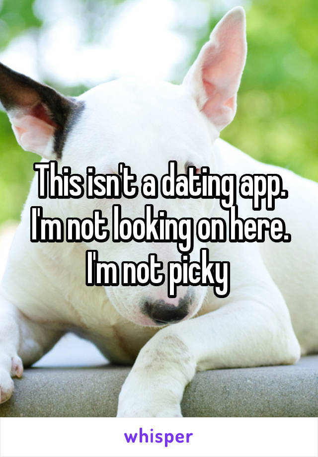 This isn't a dating app. I'm not looking on here. I'm not picky 