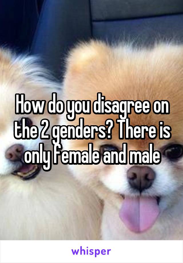 How do you disagree on the 2 genders? There is only female and male