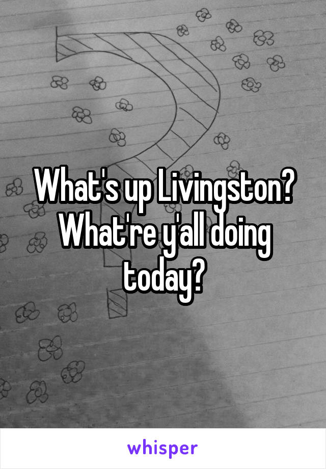 What's up Livingston? What're y'all doing today?