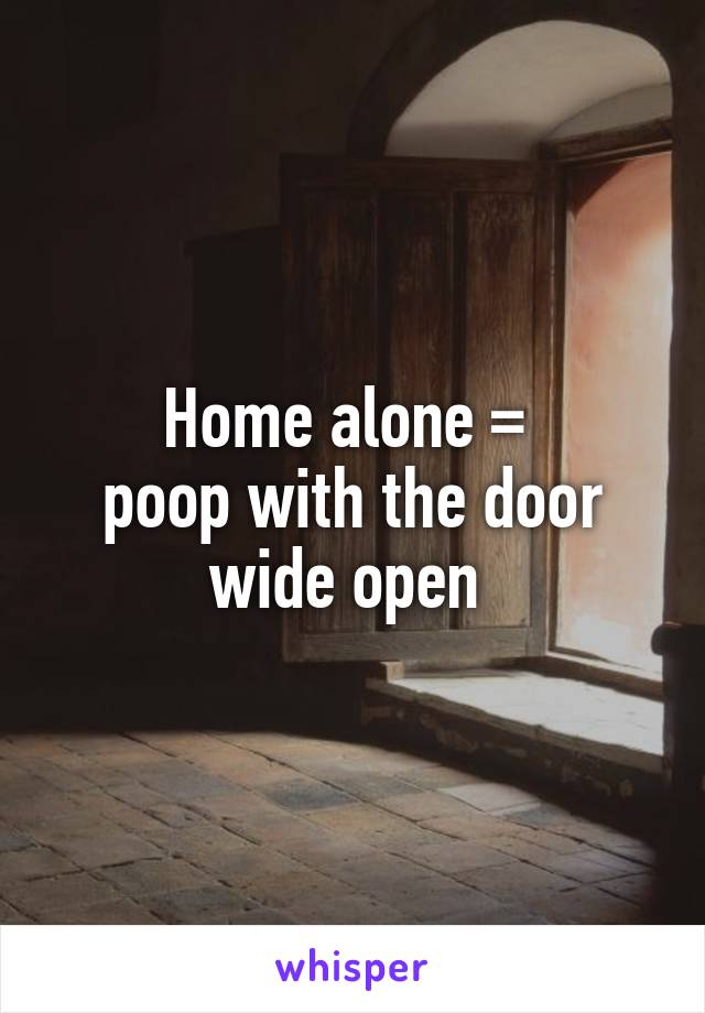 Home alone = 
poop with the door wide open 