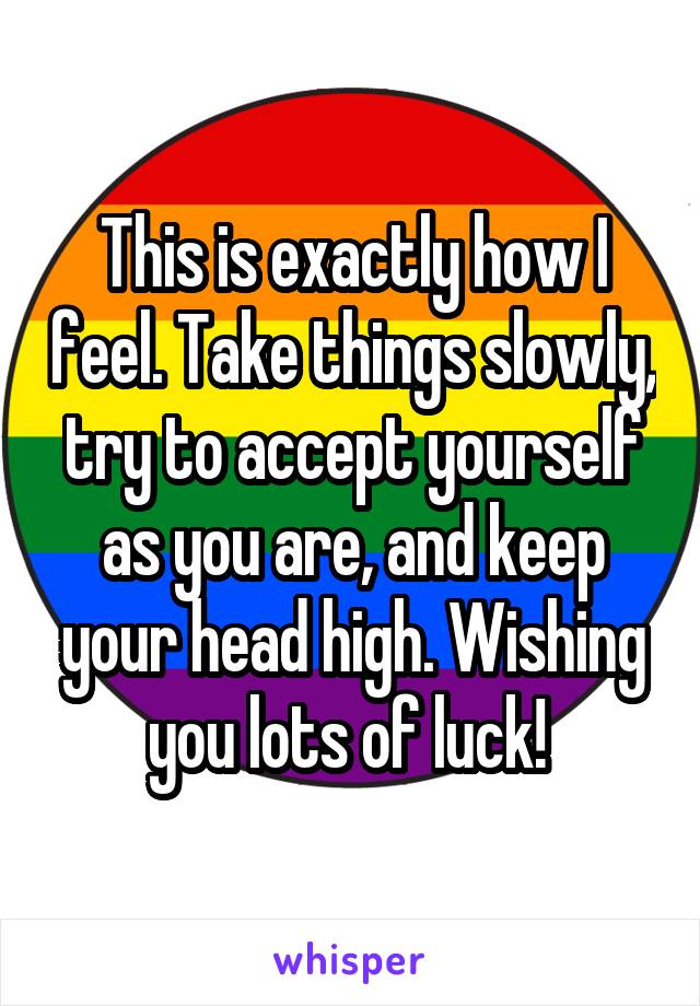 This is exactly how I feel. Take things slowly, try to accept yourself as you are, and keep your head high. Wishing you lots of luck! 