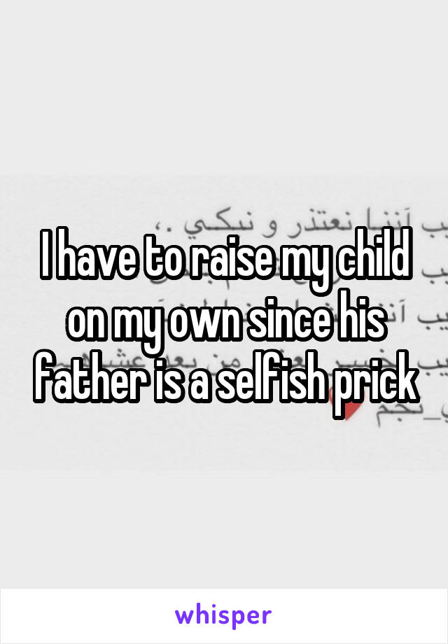 I have to raise my child on my own since his father is a selfish prick