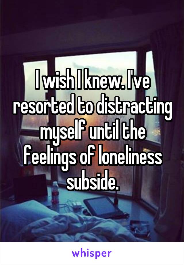 I wish I knew. I've resorted to distracting myself until the feelings of loneliness subside.