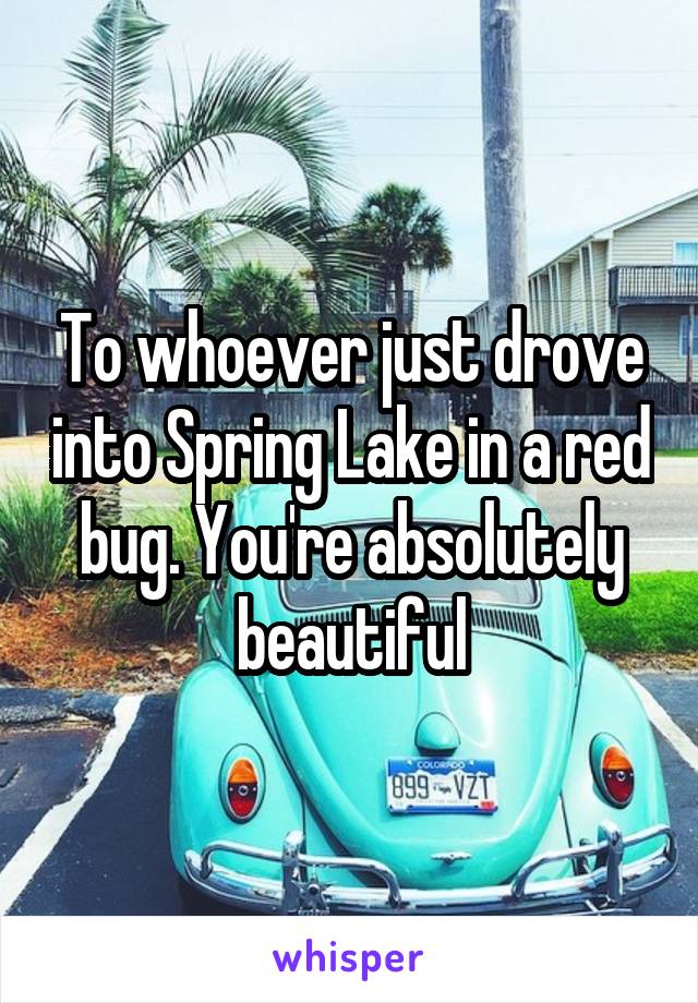 To whoever just drove into Spring Lake in a red bug. You're absolutely beautiful