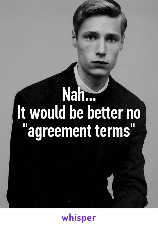 Nah...
It would be better no "agreement terms"