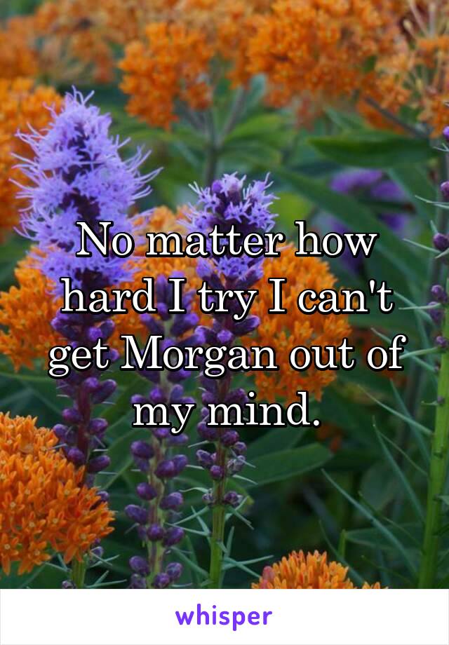 No matter how hard I try I can't get Morgan out of my mind.