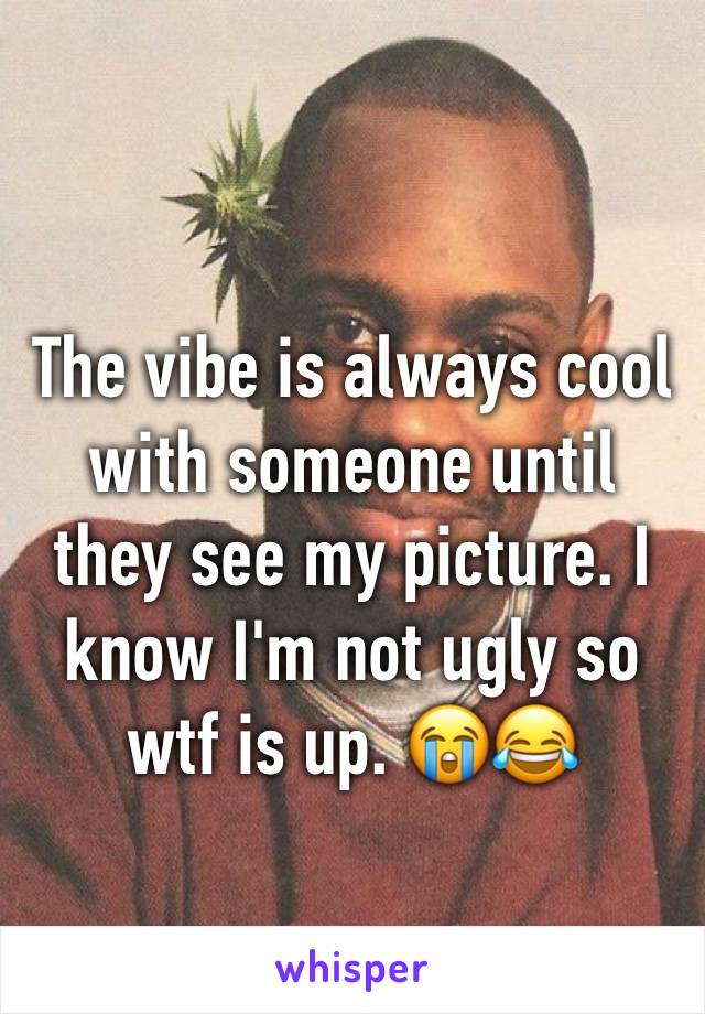 The vibe is always cool with someone until they see my picture. I know I'm not ugly so wtf is up. 😭😂