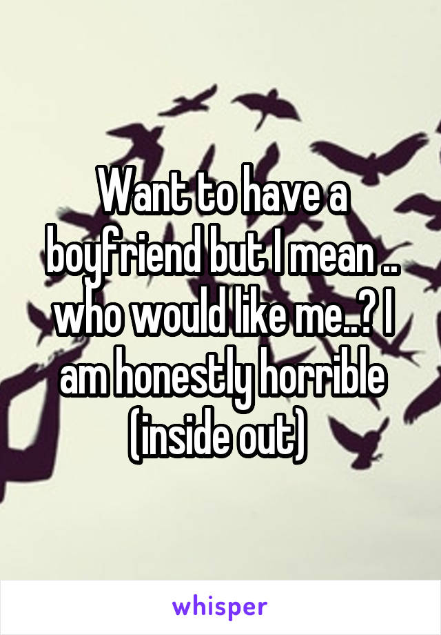 Want to have a boyfriend but I mean .. who would like me..? I am honestly horrible (inside out) 