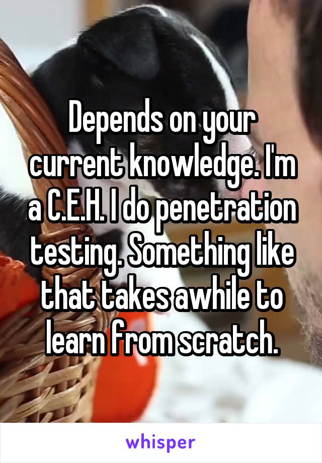 Depends on your current knowledge. I'm a C.E.H. I do penetration testing. Something like that takes awhile to learn from scratch.