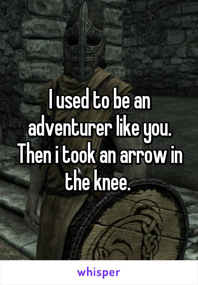 I used to be an adventurer like you. Then i took an arrow in the knee. 