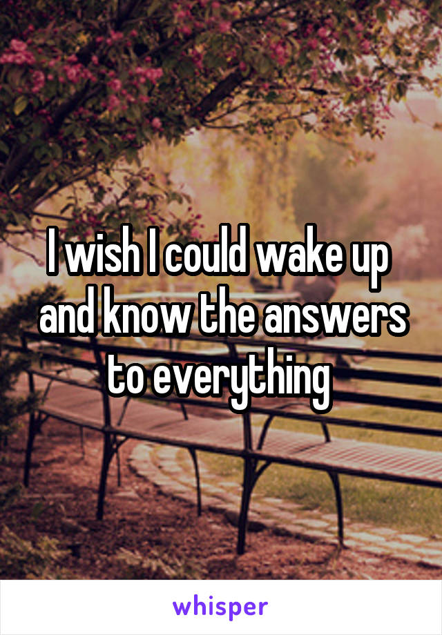 I wish I could wake up 
and know the answers to everything 