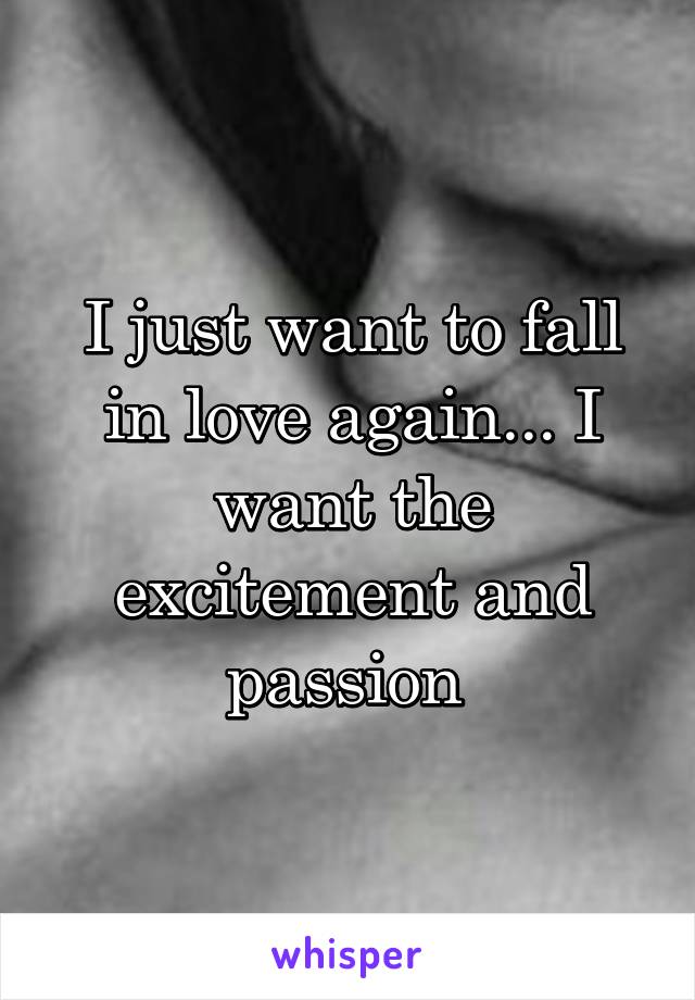 I just want to fall in love again... I want the excitement and passion 