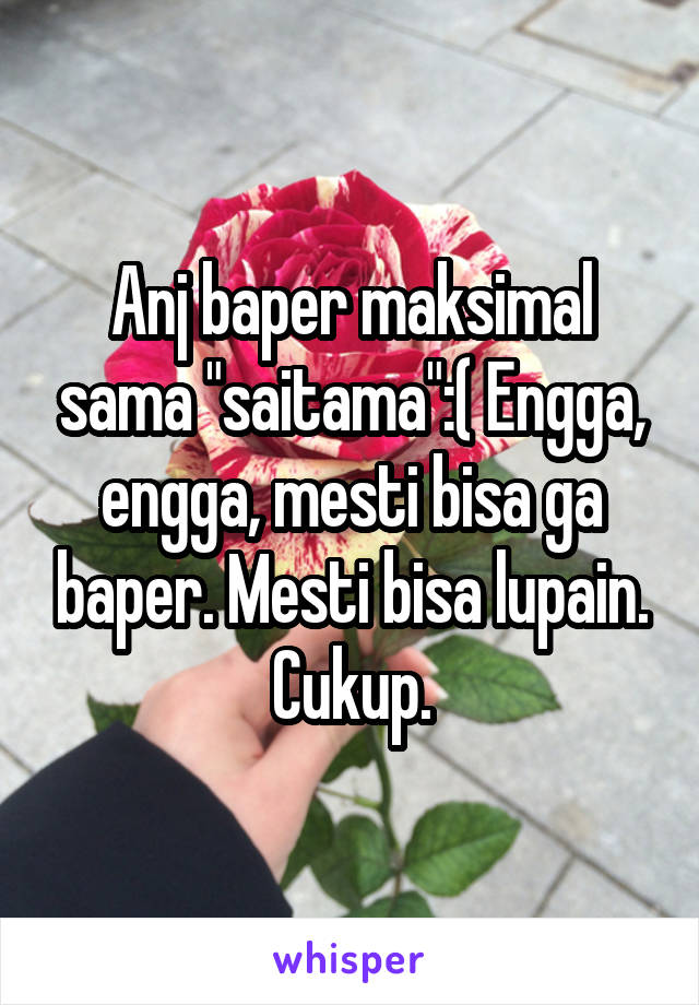 Anj baper maksimal sama "saitama":( Engga, engga, mesti bisa ga baper. Mesti bisa lupain. Cukup.