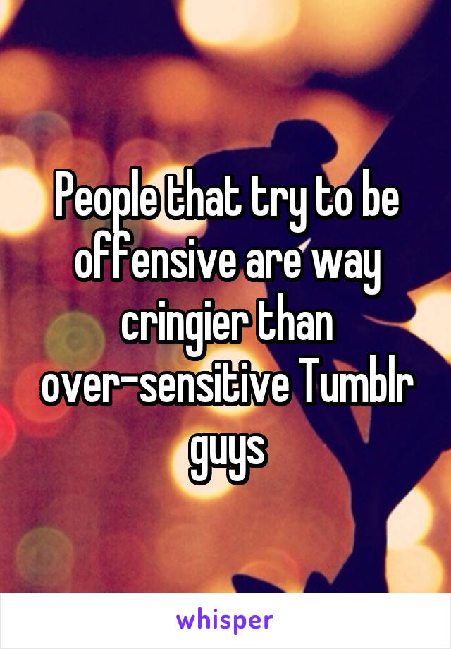 People that try to be offensive are way cringier than over-sensitive Tumblr guys