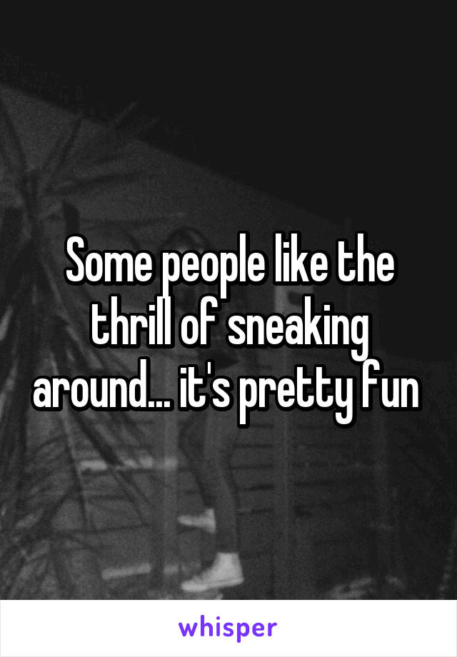 Some people like the thrill of sneaking around... it's pretty fun 