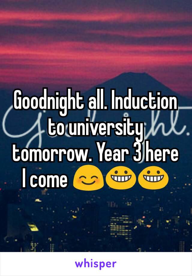 Goodnight all. Induction to university tomorrow. Year 3 here I come 😊😀😀