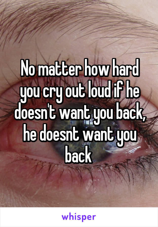 No matter how hard you cry out loud if he doesn't want you back, he doesnt want you back 