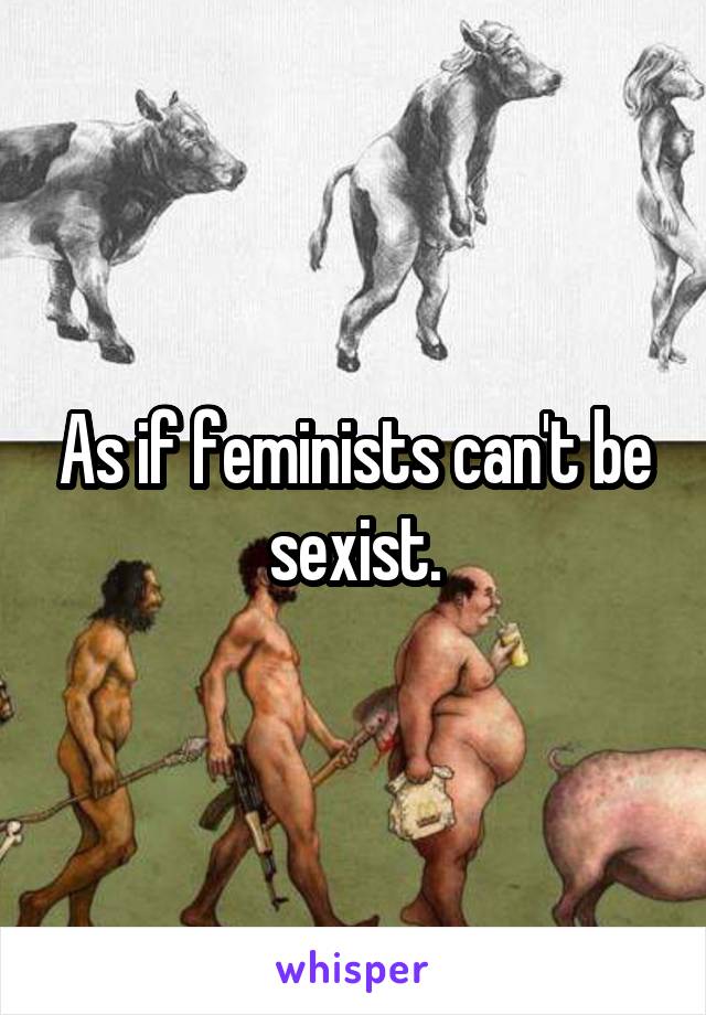 As if feminists can't be sexist.