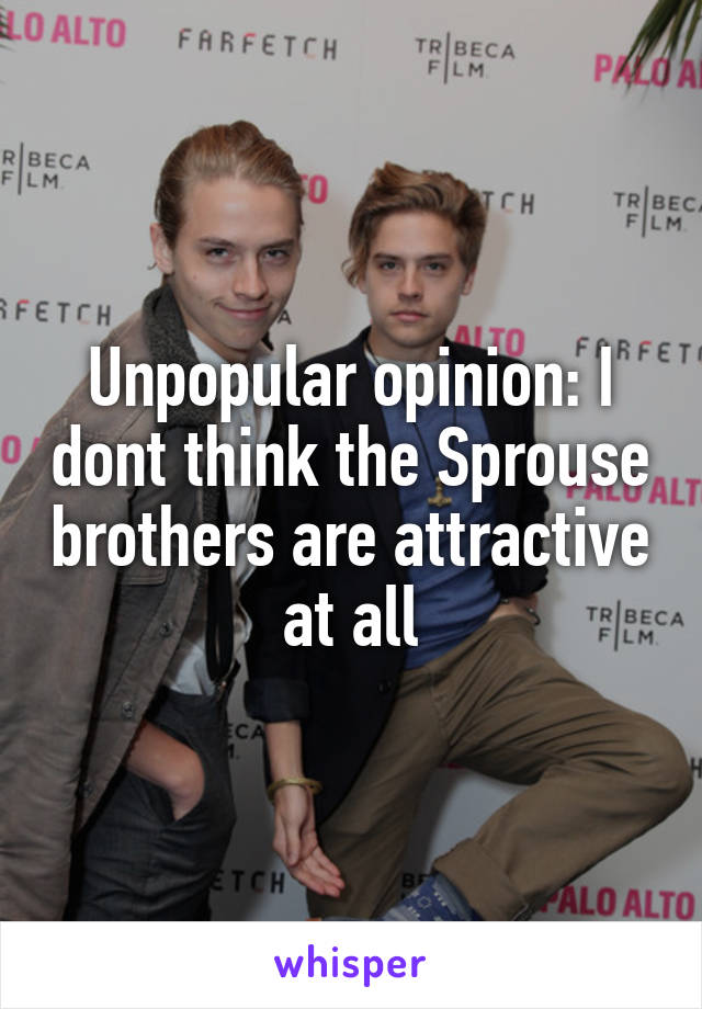 Unpopular opinion: I dont think the Sprouse brothers are attractive at all