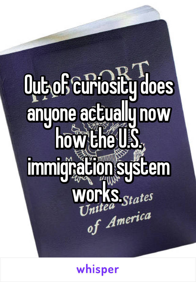 Out of curiosity does anyone actually now how the U.S. immigration system works. 