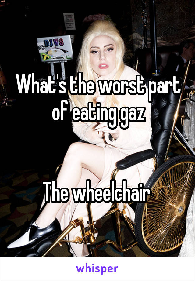 What's the worst part of eating gaz


The wheelchair 