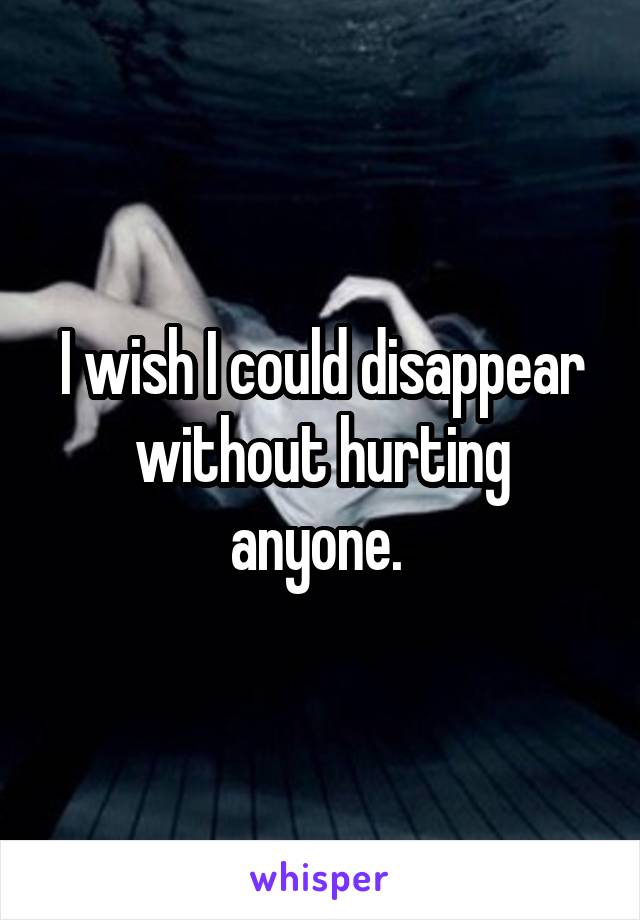 I wish I could disappear without hurting anyone. 