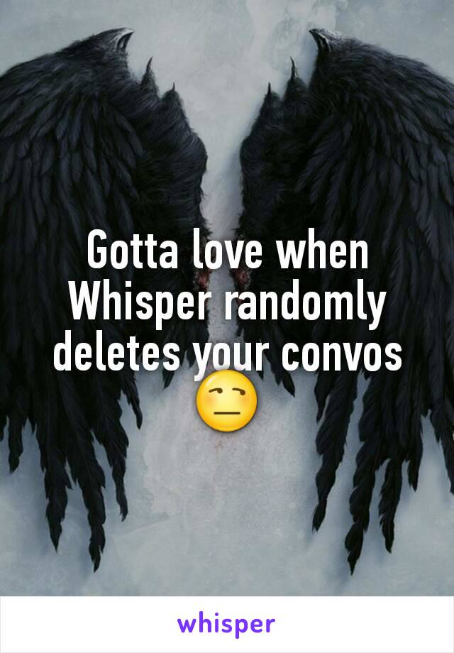 Gotta love when Whisper randomly deletes your convos 😒