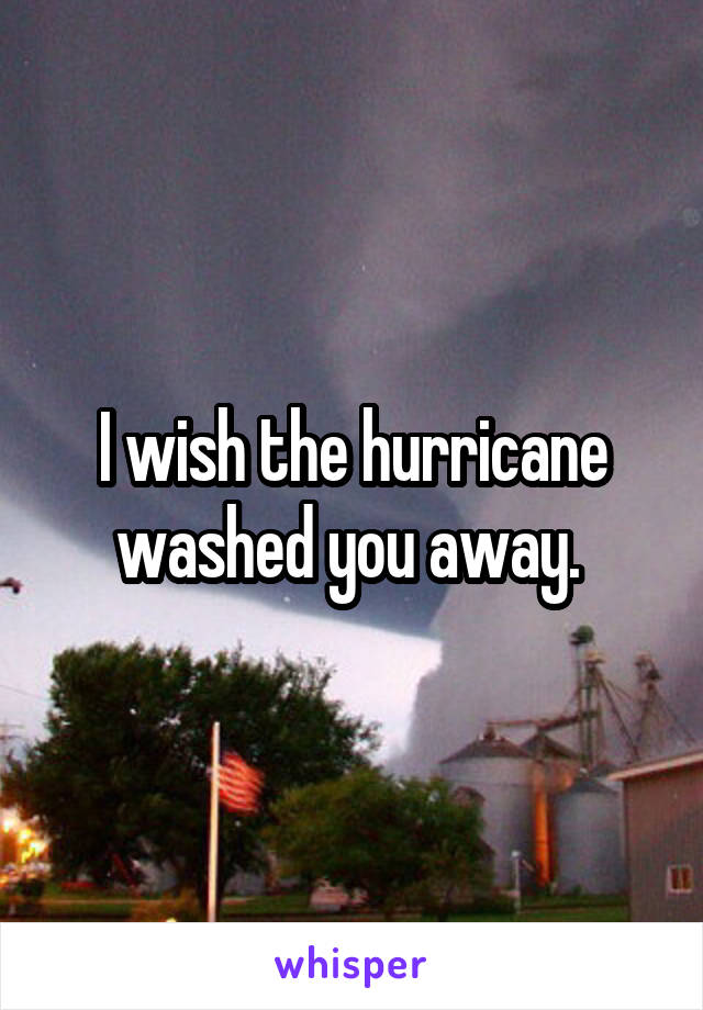 I wish the hurricane washed you away. 
