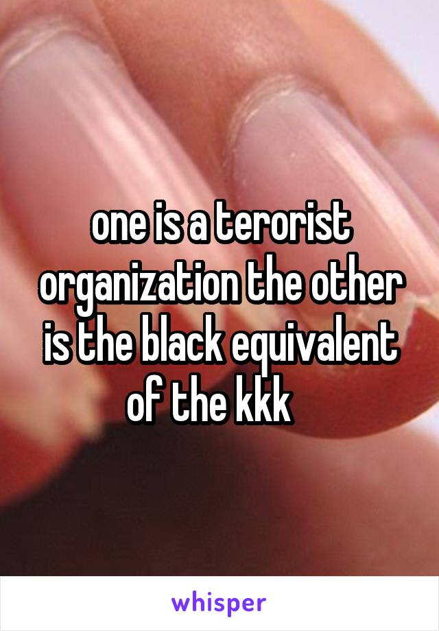 one is a terorist organization the other is the black equivalent of the kkk   