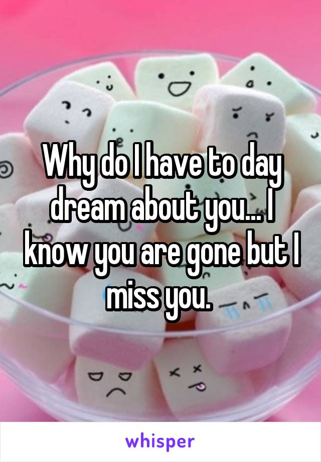 Why do I have to day dream about you... I know you are gone but I miss you. 