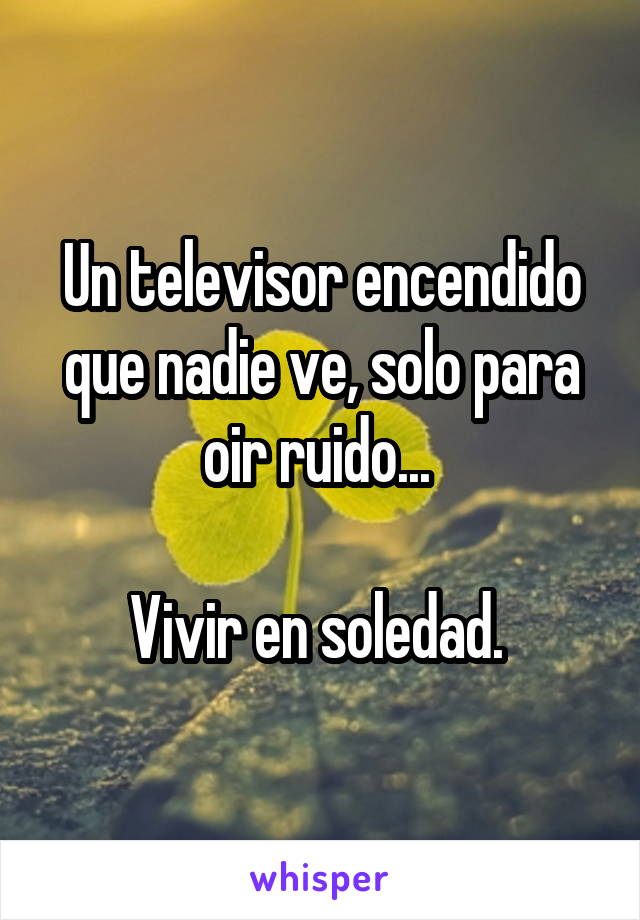 Un televisor encendido que nadie ve, solo para oir ruido... 

Vivir en soledad. 