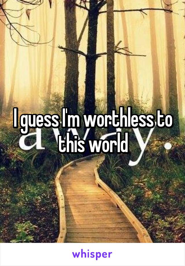 I guess I'm worthless to this world