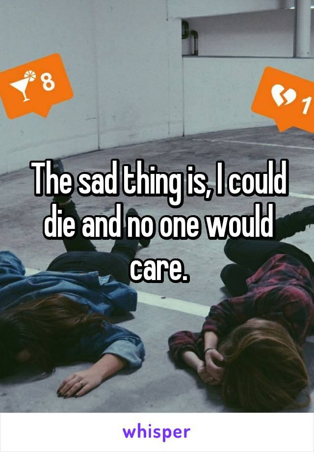 The sad thing is, I could die and no one would care.