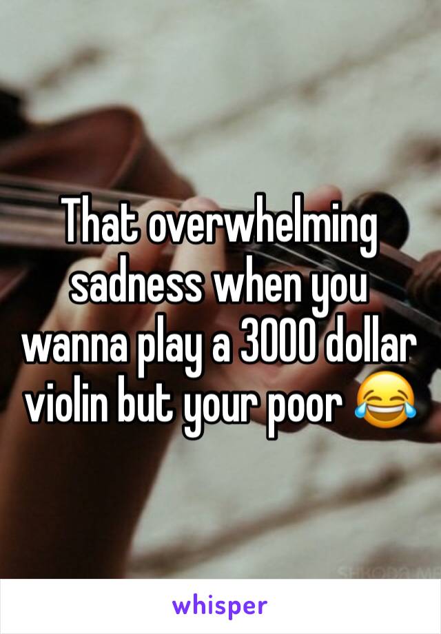 That overwhelming sadness when you wanna play a 3000 dollar violin but your poor 😂