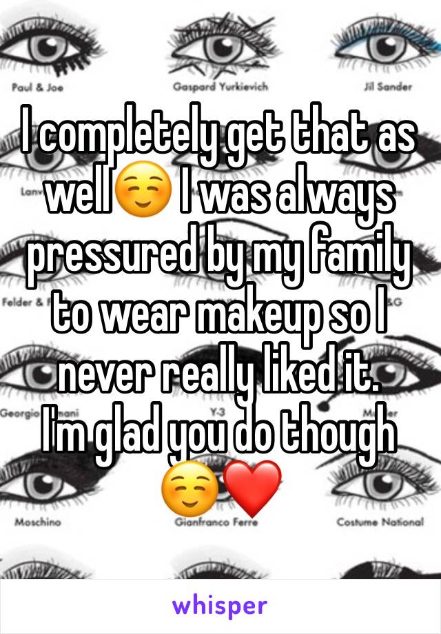 I completely get that as well☺️ I was always pressured by my family to wear makeup so I never really liked it.
I'm glad you do though☺️❤️