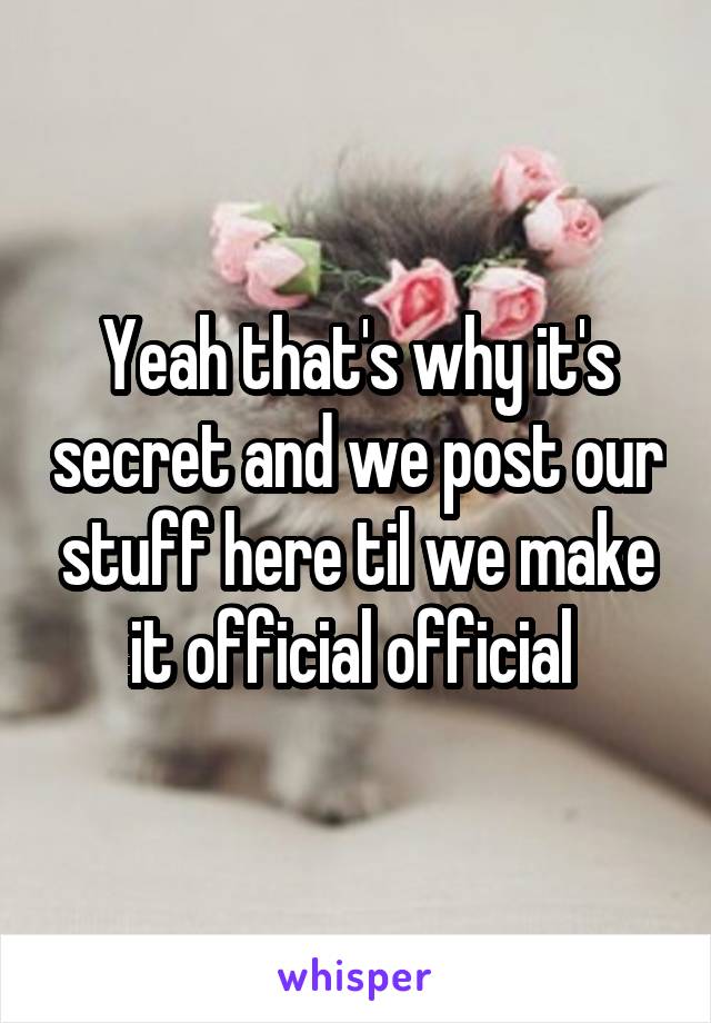 Yeah that's why it's secret and we post our stuff here til we make it official official 