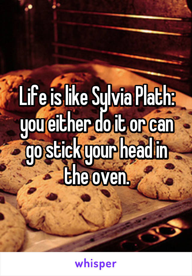 Life is like Sylvia Plath: you either do it or can go stick your head in the oven.