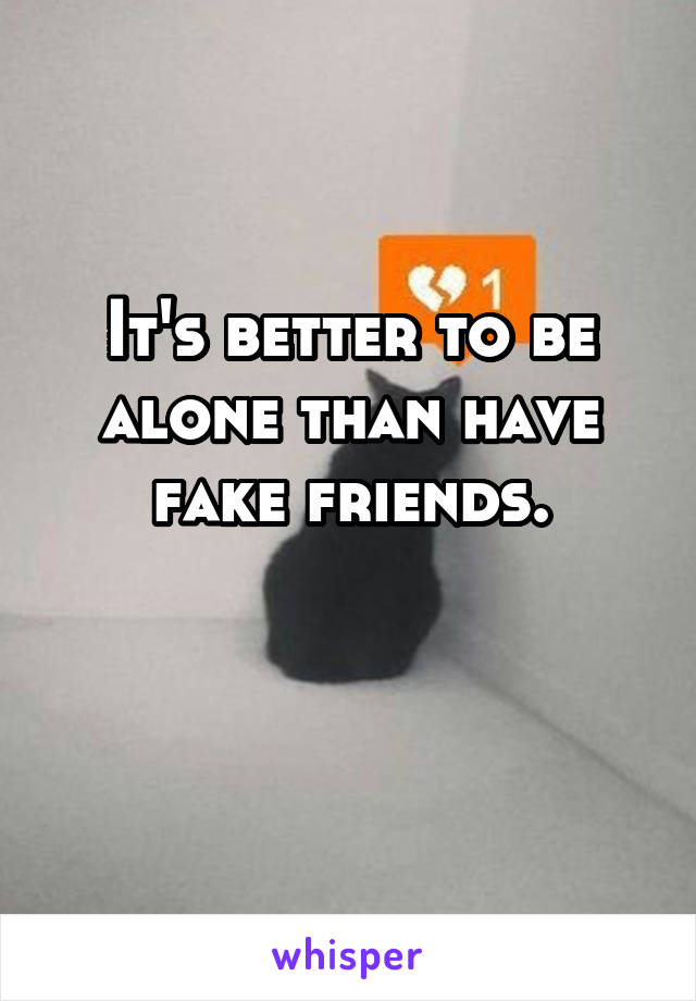 It's better to be alone than have fake friends.

