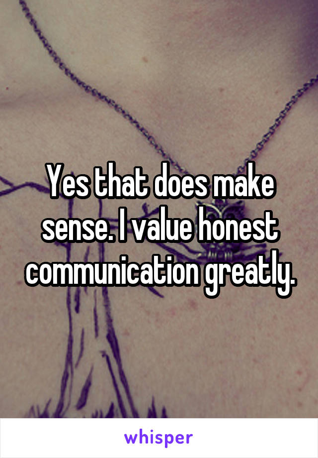 Yes that does make sense. I value honest communication greatly.