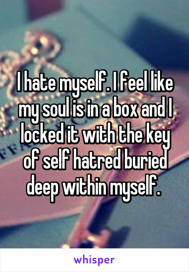 I hate myself. I feel like my soul is in a box and I locked it with the key of self hatred buried deep within myself. 