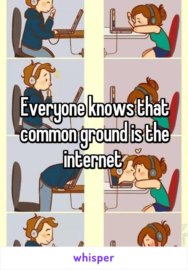 Everyone knows that common ground is the internet 