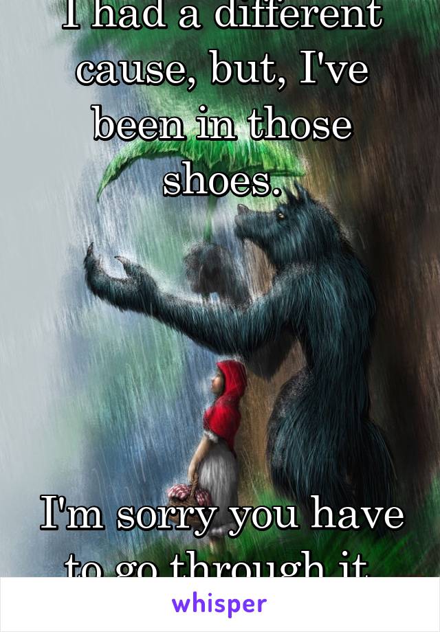 I had a different cause, but, I've been in those shoes.





I'm sorry you have to go through it, too