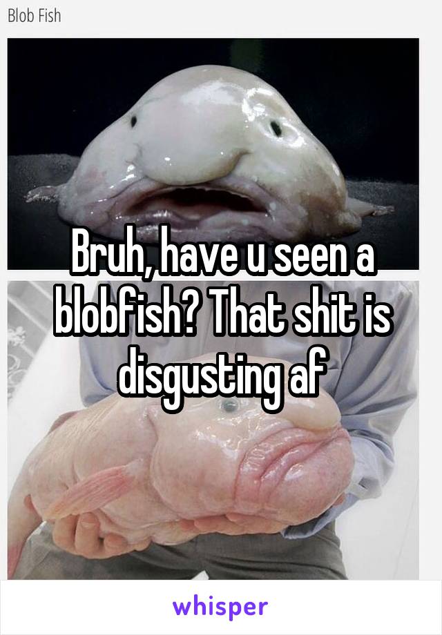 Bruh, have u seen a blobfish? That shit is disgusting af