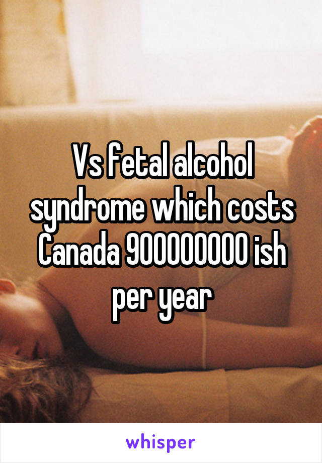 Vs fetal alcohol syndrome which costs Canada 900000000 ish per year