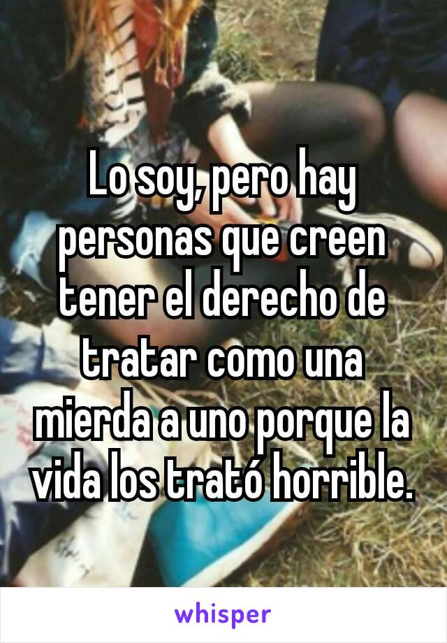 Lo soy, pero hay personas que creen tener el derecho de tratar como una mierda a uno porque la vida los trató horrible.