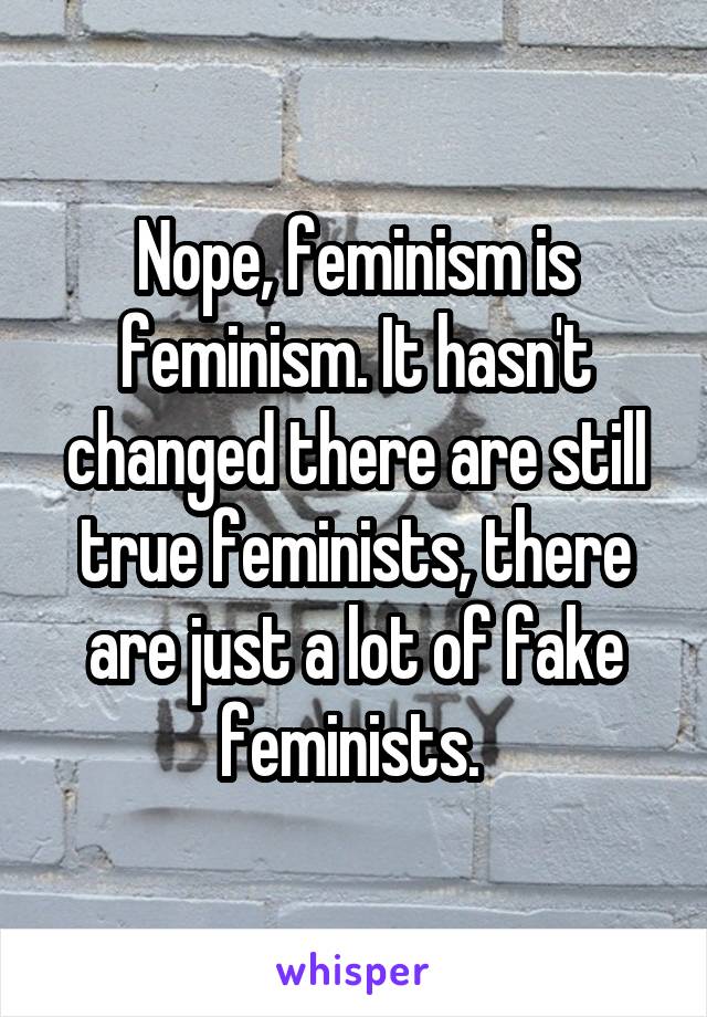 Nope, feminism is feminism. It hasn't changed there are still true feminists, there are just a lot of fake feminists. 