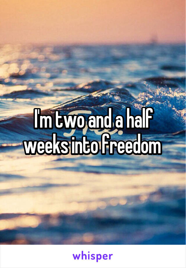 I'm two and a half weeks into freedom 