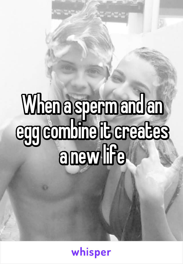 When a sperm and an egg combine it creates a new life