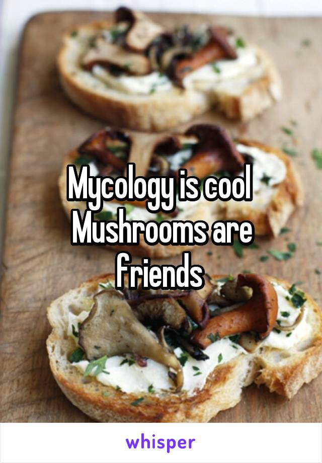 Mycology is cool 
Mushrooms are friends 