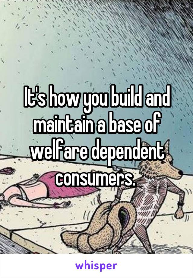 It's how you build and maintain a base of welfare dependent consumers. 